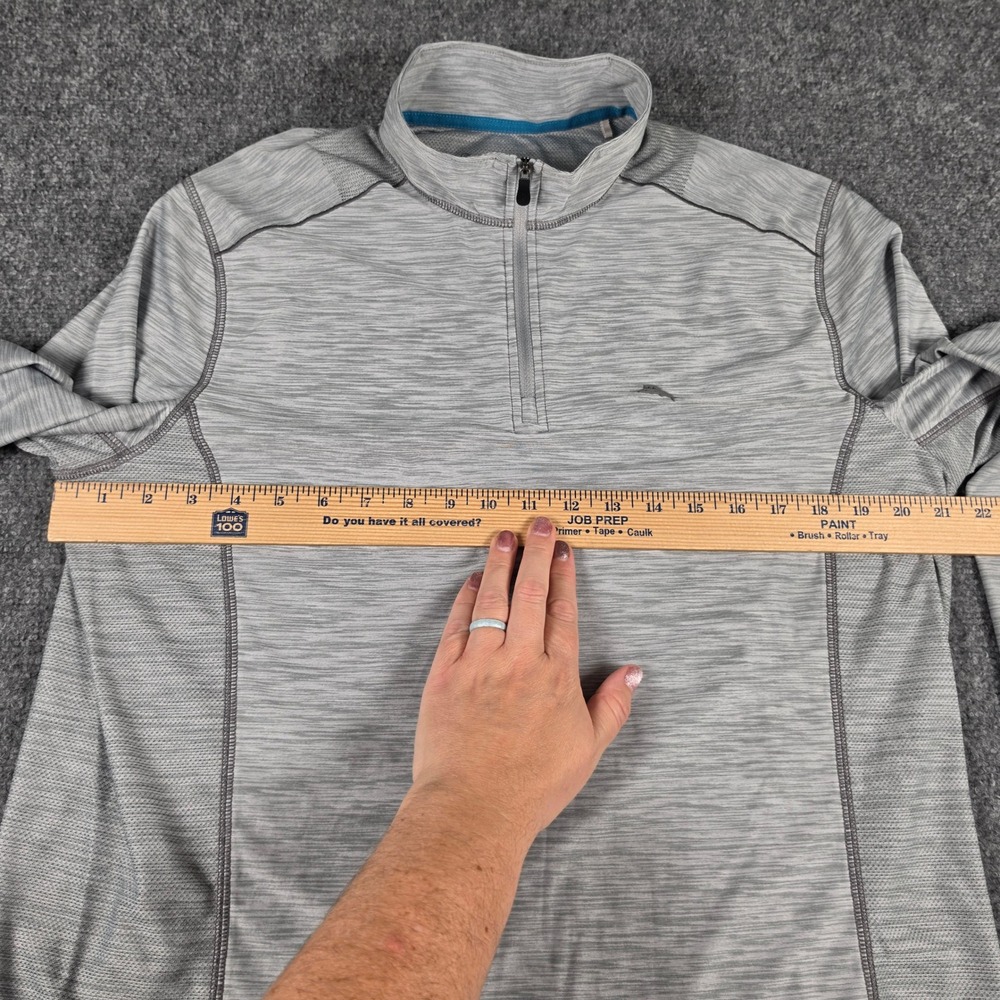 Tommy Bahama IslandZone Quarter Zip Mens Medium Gray Pullover Space Dye - Picture 4 of 8